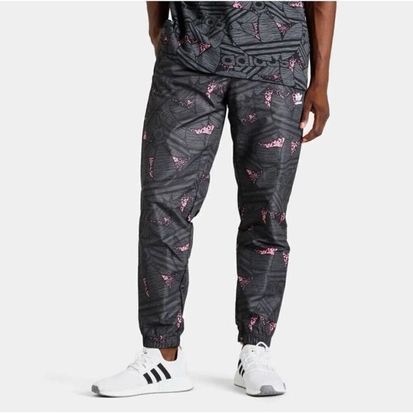 ADIDAS ORIGINALS Rekive Trefoil AOP Track Pants Mens Black Windbreaker M… - Picture 1 of 10